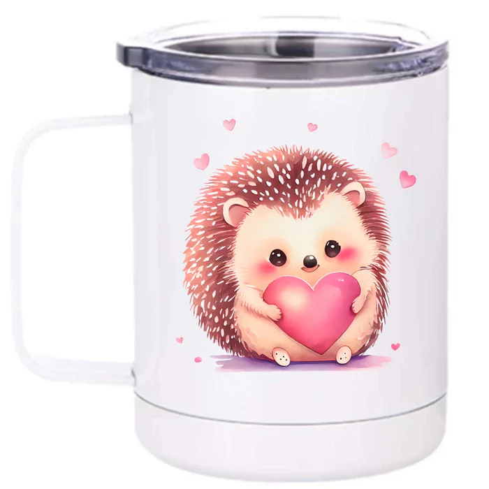 Hedgehog Valentine's Day Gift Front & Back 12oz Stainless Steel Tumbler Cup