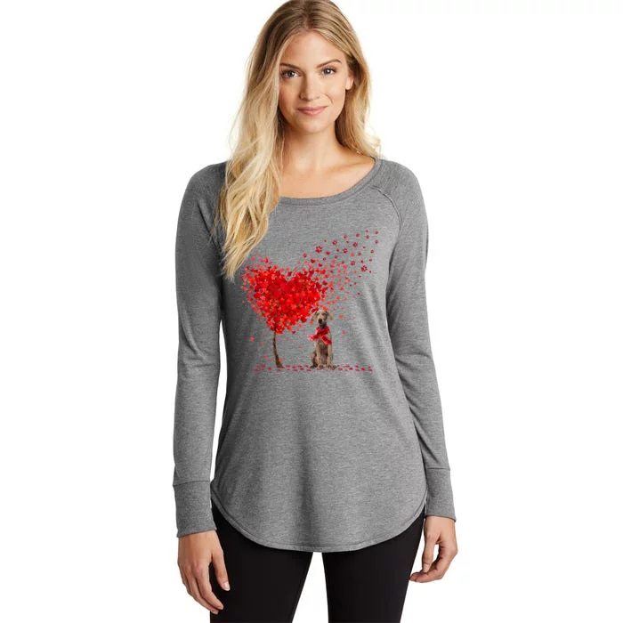 Happy ValentineS Day Heart Tree Love Weimaraner Women's Perfect Tri Tunic Long Sleeve Shirt