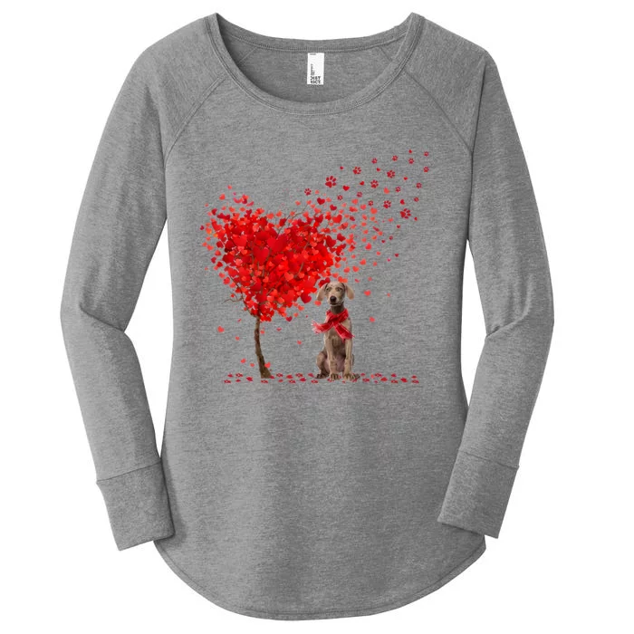 Happy ValentineS Day Heart Tree Love Weimaraner Women's Perfect Tri Tunic Long Sleeve Shirt