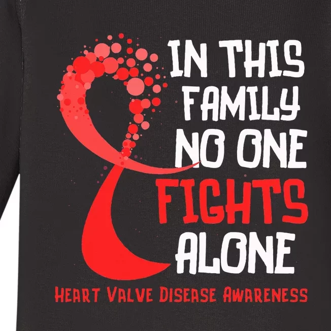 Heart Valve Disease Awareness Ribbon Family Red Fighter Baby Long Sleeve Bodysuit