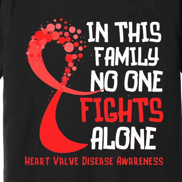 Heart Valve Disease Awareness Ribbon Family Red Fighter Premium T-Shirt