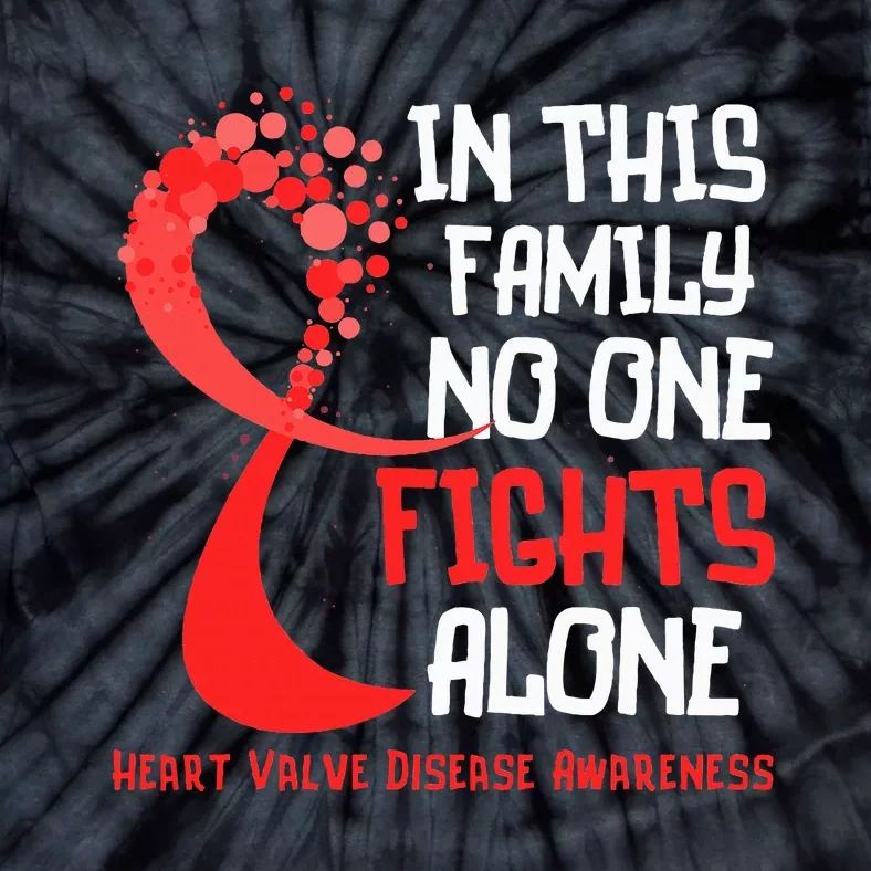 Heart Valve Disease Awareness Ribbon Family Red Fighter Tie-Dye T-Shirt