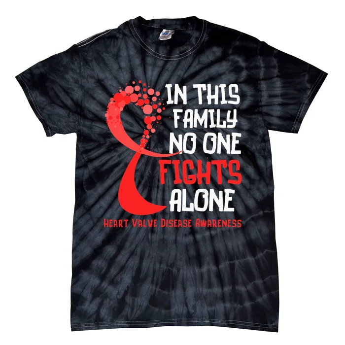 Heart Valve Disease Awareness Ribbon Family Red Fighter Tie-Dye T-Shirt