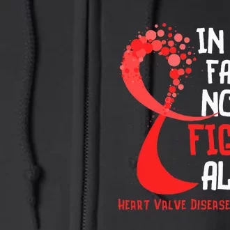 Heart Valve Disease Awareness Ribbon Family Red Fighter Full Zip Hoodie