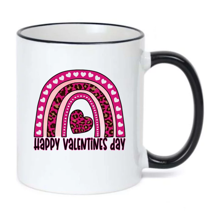 Happy Valentines Day Leopard Valentine Gift Black Color Changing Mug