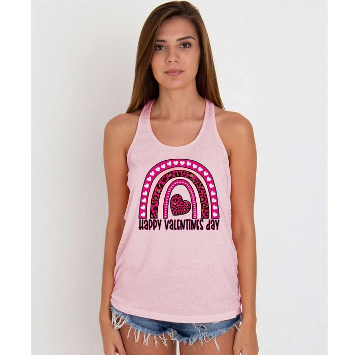 Happy Valentines Day Leopard Valentine Gift Women's Knotted Racerback Tank