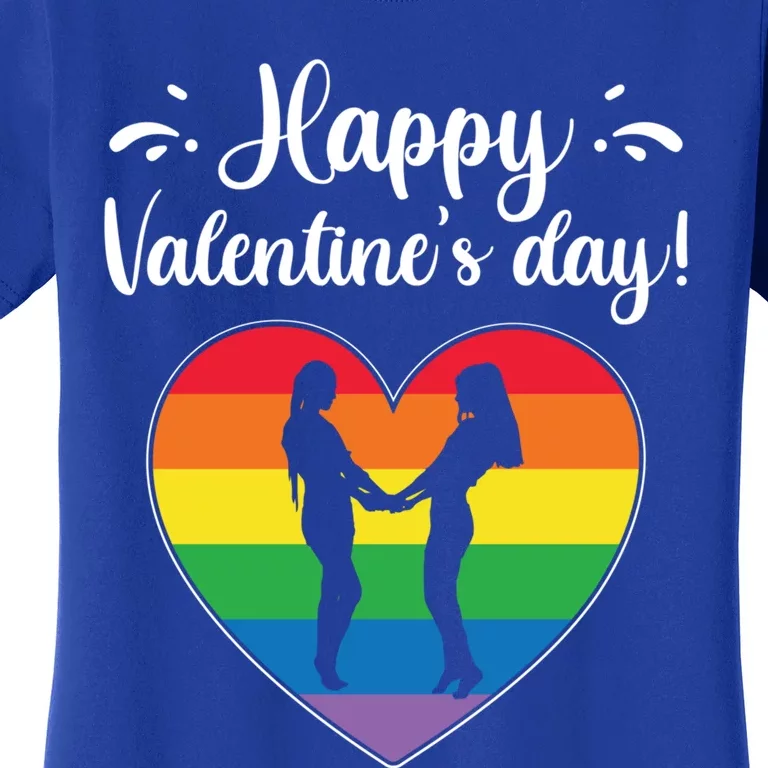 Happy Valentine's Day Funny Lesbian Couple Lgbt Supporter Gift Women's T-Shirt