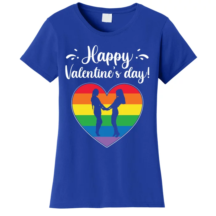 Happy Valentine's Day Funny Lesbian Couple Lgbt Supporter Gift Women's T-Shirt