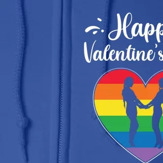 Happy Valentine's Day Funny Lesbian Couple Lgbt Supporter Gift Full Zip Hoodie