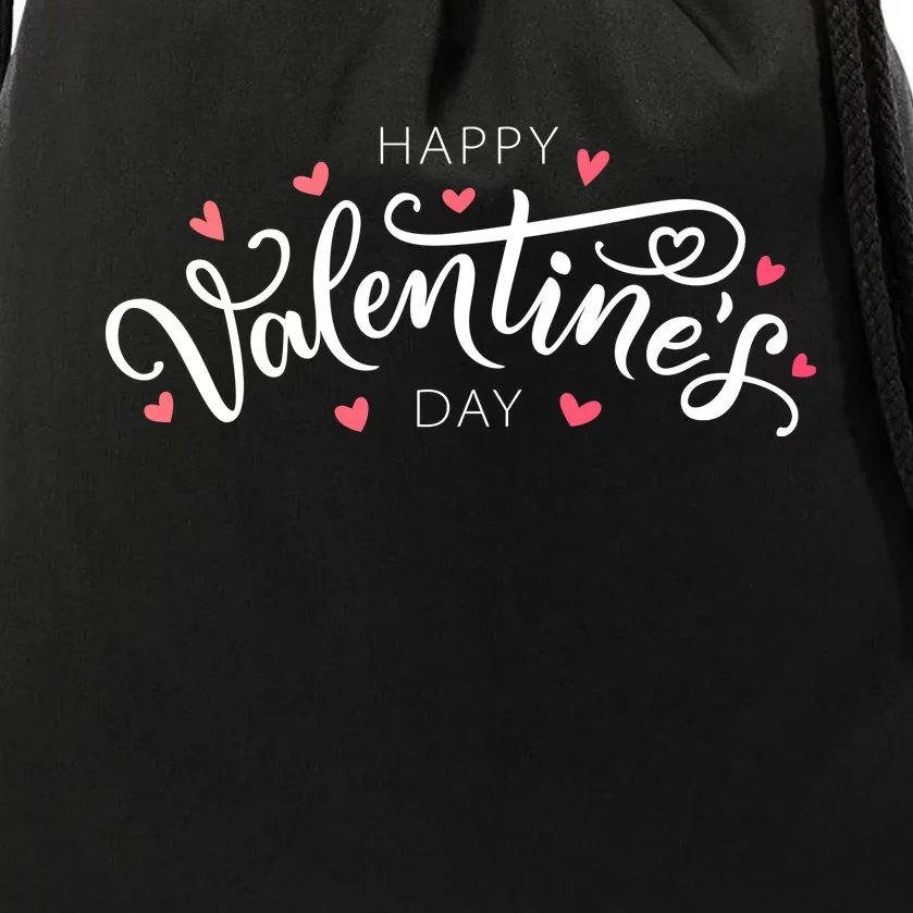 Happy Valentines Day Logo Drawstring Bag