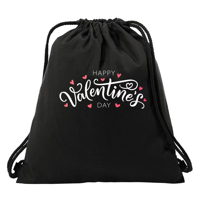 Happy Valentines Day Logo Drawstring Bag