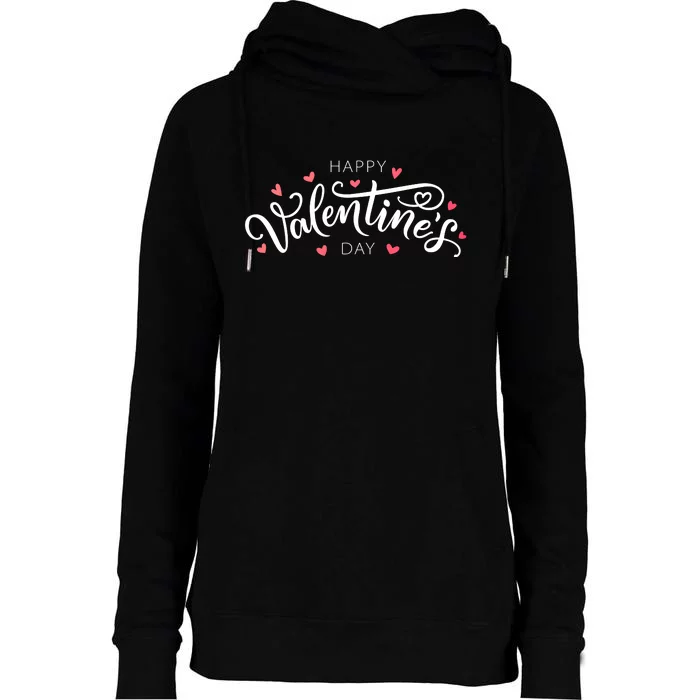 Happy Valentines Day Logo Womens Funnel Neck Pullover Hood