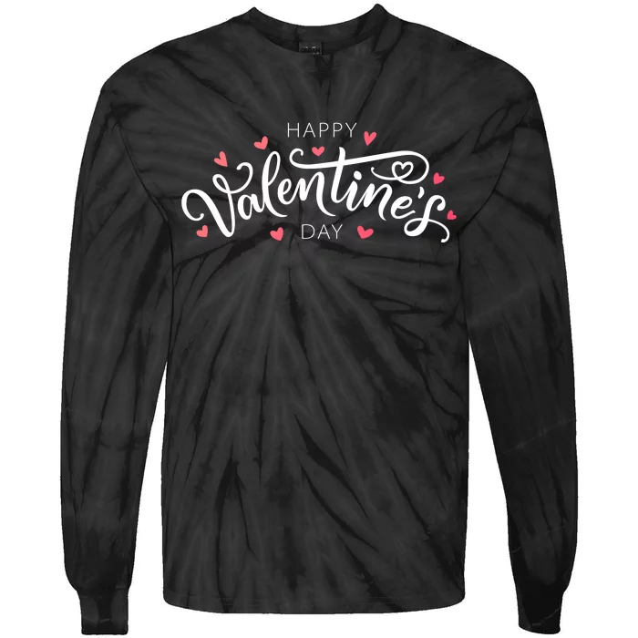 Happy Valentines Day Logo Tie-Dye Long Sleeve Shirt