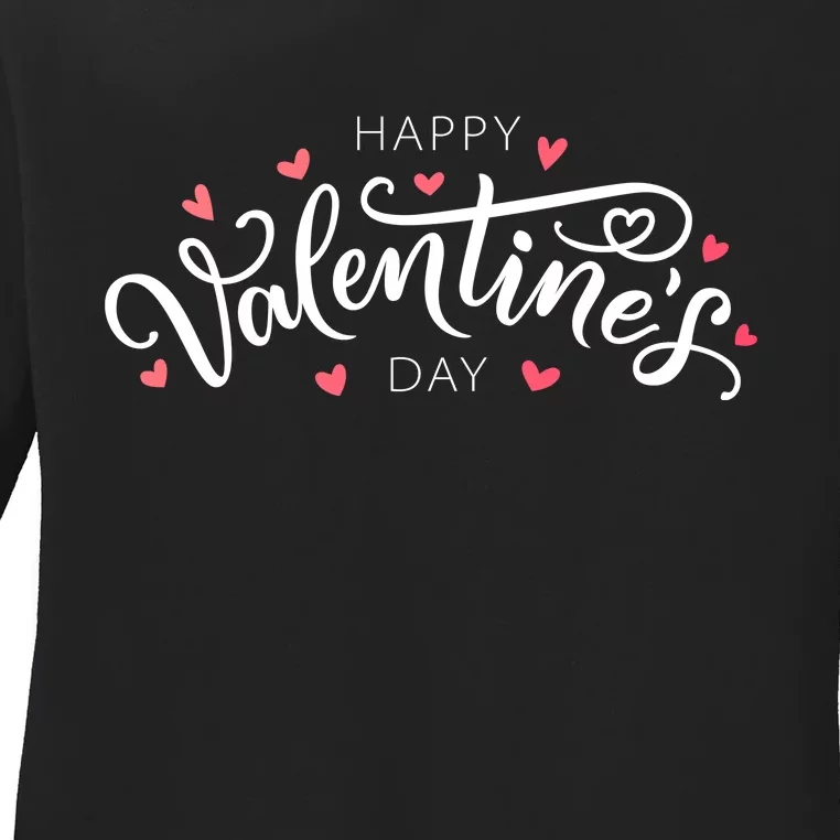 Happy Valentines Day Logo Ladies Long Sleeve Shirt