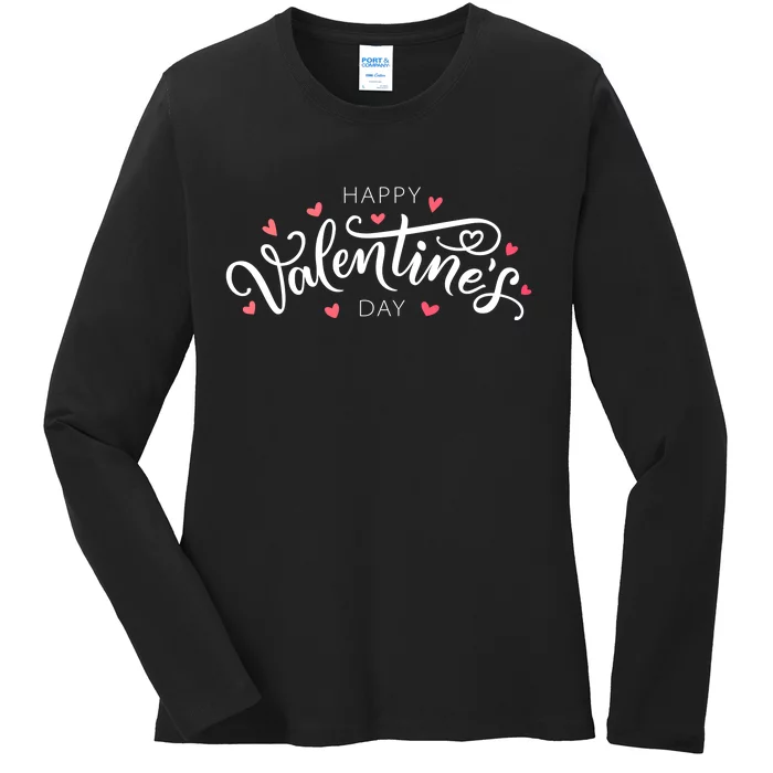 Happy Valentines Day Logo Ladies Long Sleeve Shirt