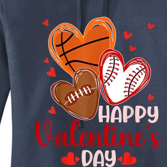 Happy Valentines Day Basketball Baseball Football Women's Pullover Hoodie