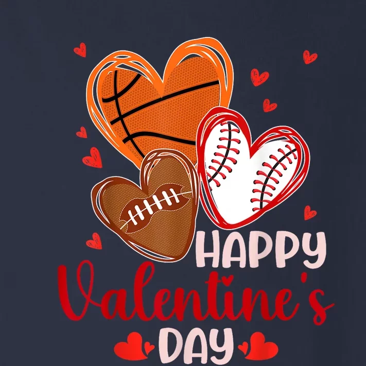 Happy Valentines Day Basketball Baseball Football Toddler Long Sleeve Shirt