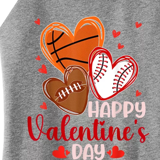 Happy Valentines Day Basketball Baseball Football Women’s Perfect Tri Rocker Tank