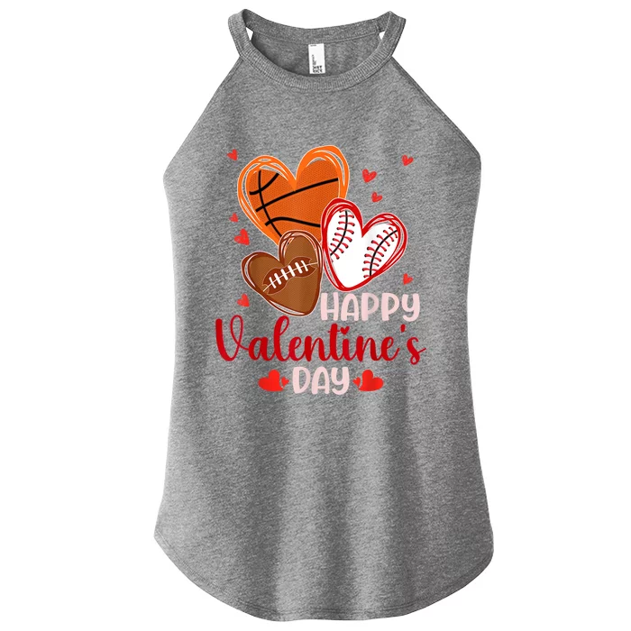 Happy Valentines Day Basketball Baseball Football Women’s Perfect Tri Rocker Tank