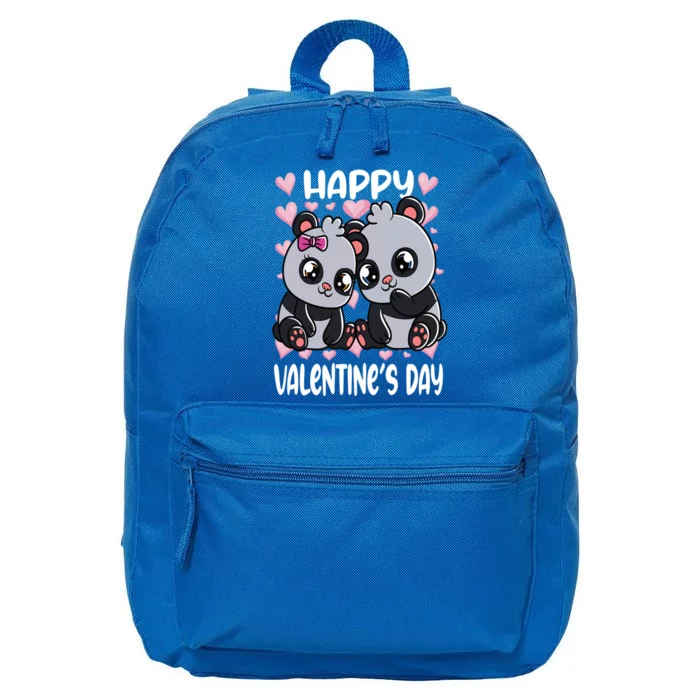 Happy Valentine's Day Panda Bears Pandas Valentines Day Cute Gift 16 in Basic Backpack