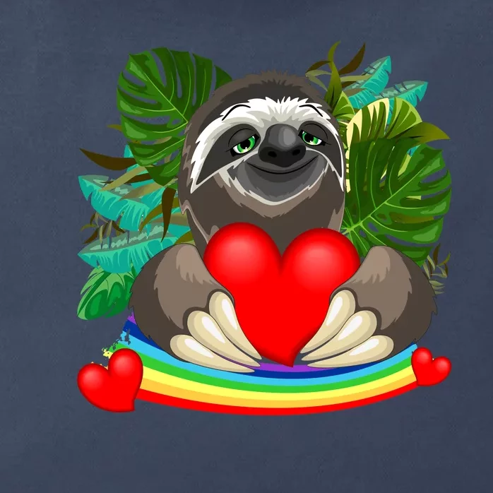 Happy Valentines Day Cute Sloth With Rainbow And Heart Zip Tote Bag