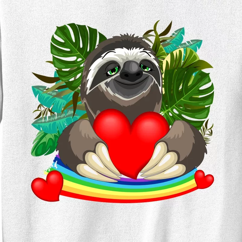 Happy Valentines Day Cute Sloth With Rainbow And Heart Sweatshirt