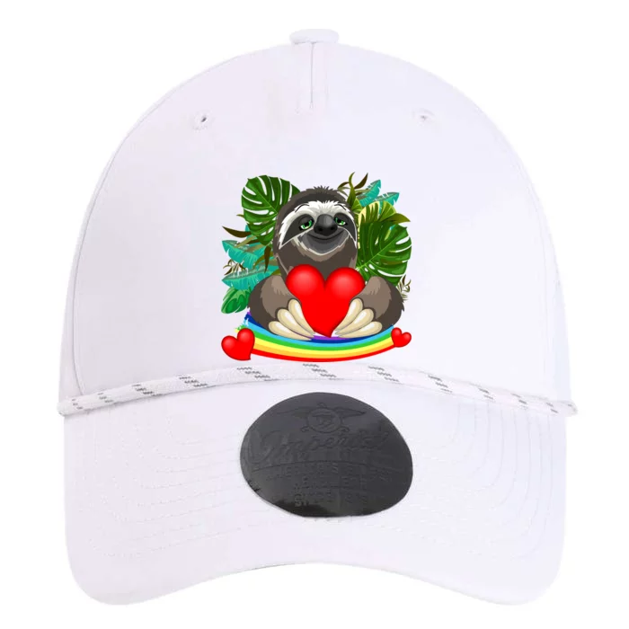 Happy Valentines Day Cute Sloth With Rainbow And Heart Performance The Dyno Cap