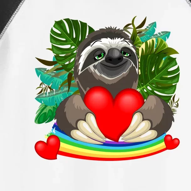 Happy Valentines Day Cute Sloth With Rainbow And Heart Toddler Fine Jersey T-Shirt