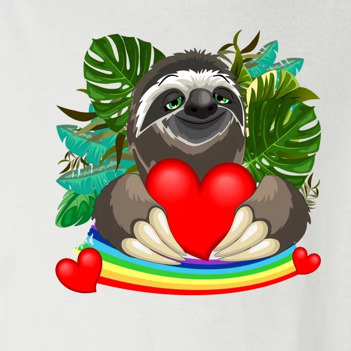 Happy Valentines Day Cute Sloth With Rainbow And Heart Toddler Long Sleeve Shirt