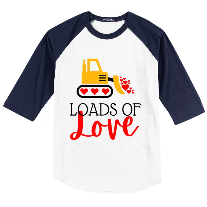 Happy Valentines Day Excavator Loads Of Love Great Gift Baseball Sleeve Shirt