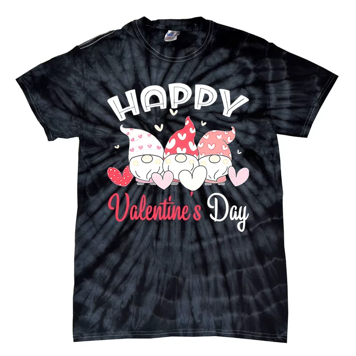 Happy Valentine's Day Gnome Heart For Couples Tie-Dye T-Shirt