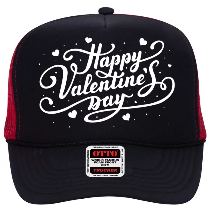 Happy Valentines Day Romantic Gift High Crown Mesh Trucker Hat