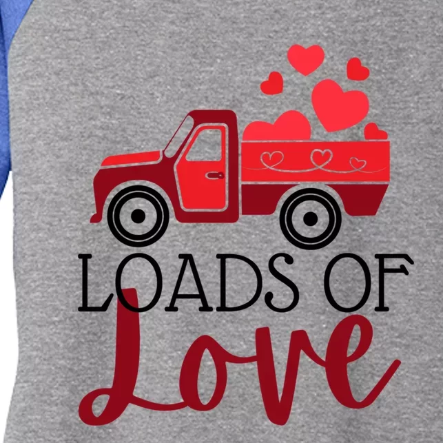 Happy Valentines Day Farm Truck Loads Of Love Gift Women's Tri-Blend 3/4-Sleeve Raglan Shirt