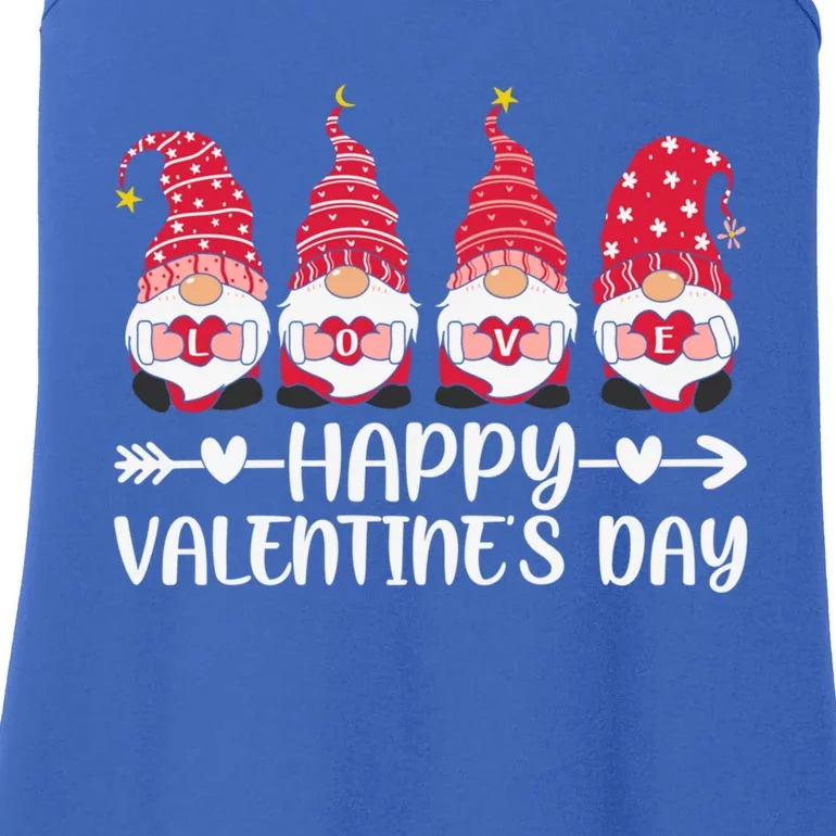 Happy Valentines Day Four Gnomes Holding Heart Love Gift Ladies Essential Tank