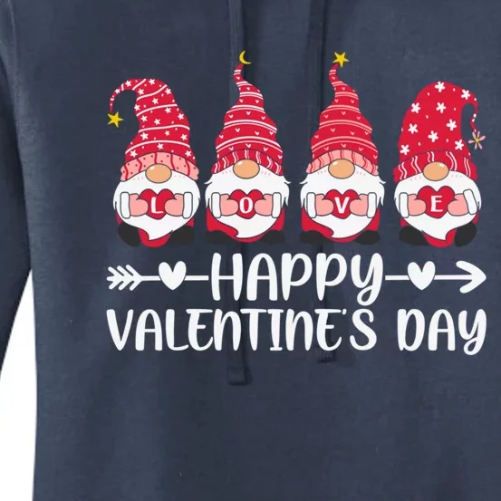 Happy Valentines Day Four Gnomes Holding Heart Love Gift Women's Pullover Hoodie