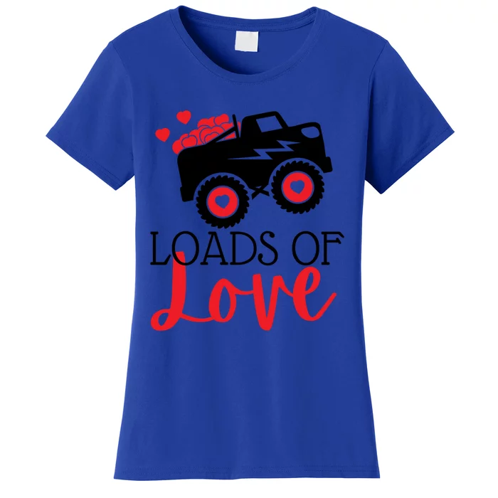 Happy Valentines Day Monster Truck Loads Of Love Funny Gift Women's T-Shirt