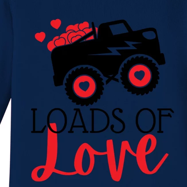 Happy Valentines Day Monster Truck Loads Of Love Funny Gift Baby Long Sleeve Bodysuit