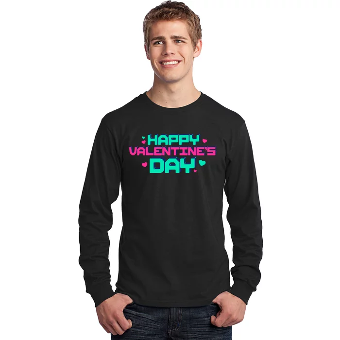 Happy Valentines Day Retro Neon Gift Long Sleeve Shirt