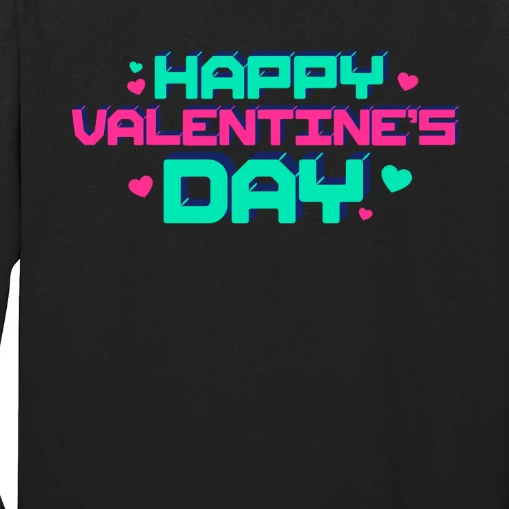 Happy Valentines Day Retro Neon Gift Long Sleeve Shirt