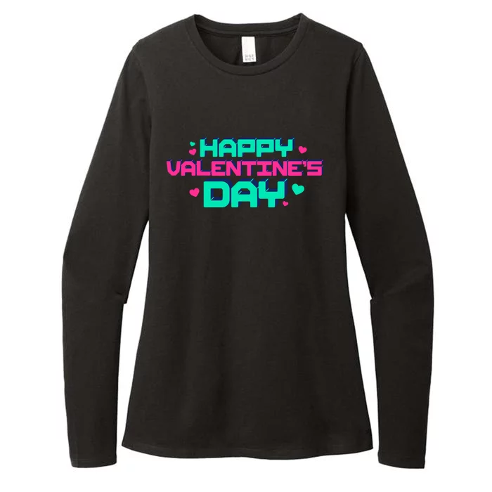 Happy Valentines Day Retro Neon Gift Womens CVC Long Sleeve Shirt