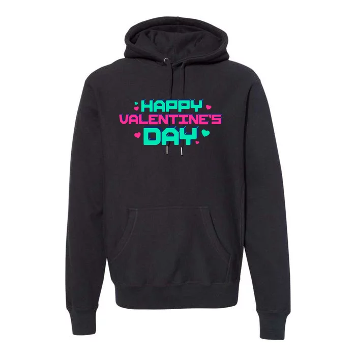 Happy Valentines Day Retro Neon Gift Premium Hoodie