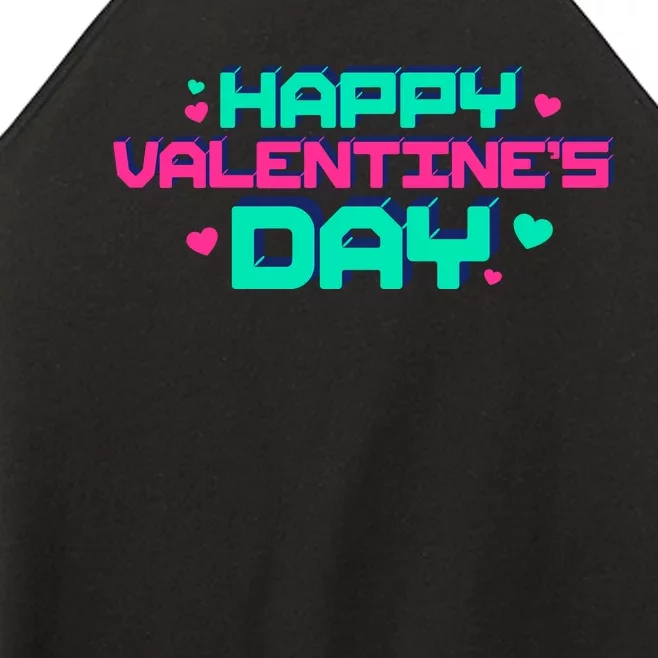 Happy Valentines Day Retro Neon Gift Women’s Perfect Tri Rocker Tank