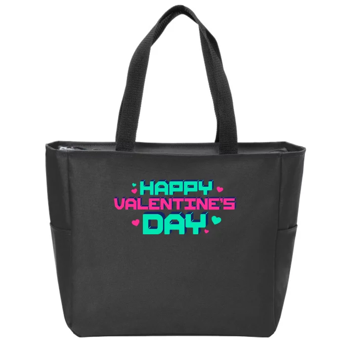 Happy Valentines Day Retro Neon Gift Zip Tote Bag