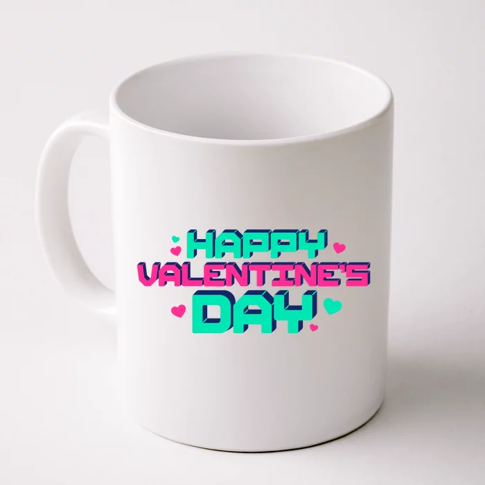 Happy Valentines Day Retro Neon Gift Front & Back Coffee Mug