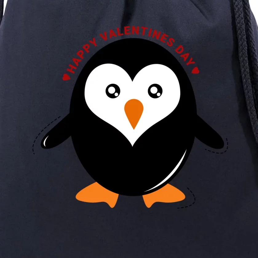 Happy Valentines Day Penguin Love Gift Drawstring Bag