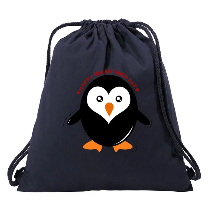 Happy Valentines Day Penguin Love Gift Drawstring Bag