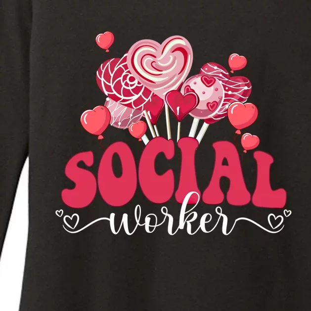 Happy Valentines Day Heart Lollipop Funny Social Worker Gift Womens CVC Long Sleeve Shirt