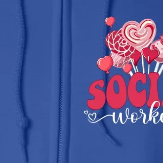 Happy Valentines Day Heart Lollipop Funny Social Worker Gift Full Zip Hoodie