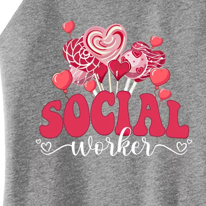 Happy Valentines Day Heart Lollipop Funny Social Worker Gift Women’s Perfect Tri Rocker Tank