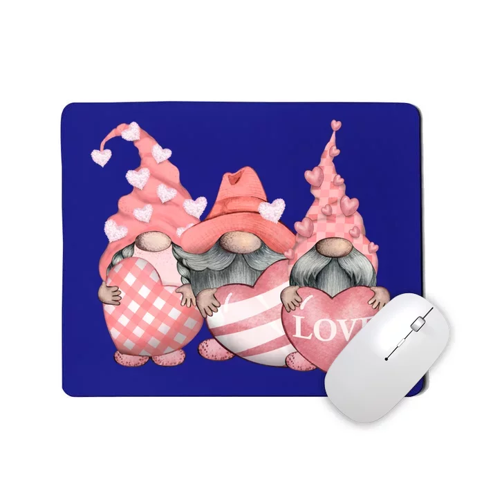 Happy Valentines Day Tomte Three Pink Hearts Garden Gnomes Gift Mousepad